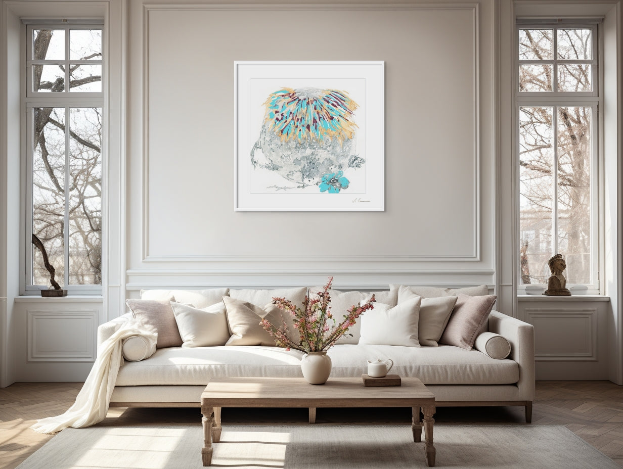 Victoire Cathalan - Plumes Bleu Turquoise (Grand Format)